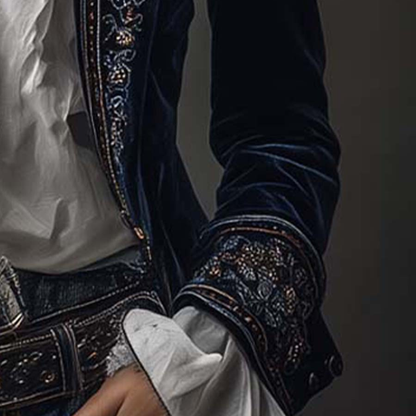 Federica | Vintage Long Velvet Jacket Federica – Elegant Embroidery