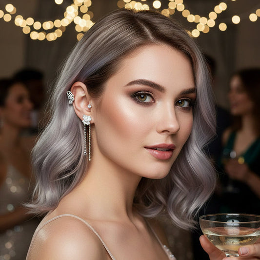 Ear Clips with Butterfly and Flower Design - No Piercing Required