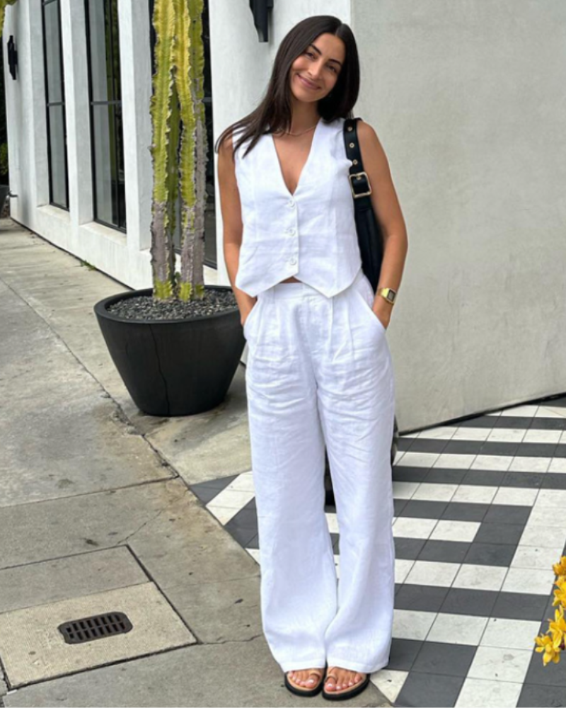 Classy Lady - Two-Piece Linen Set