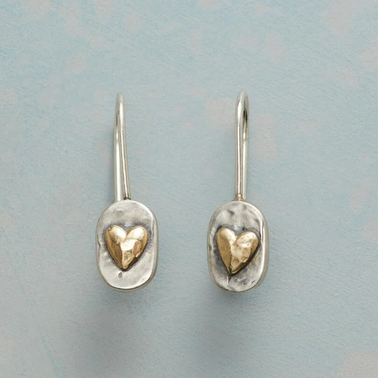Heart Earrings in Silver and Gold